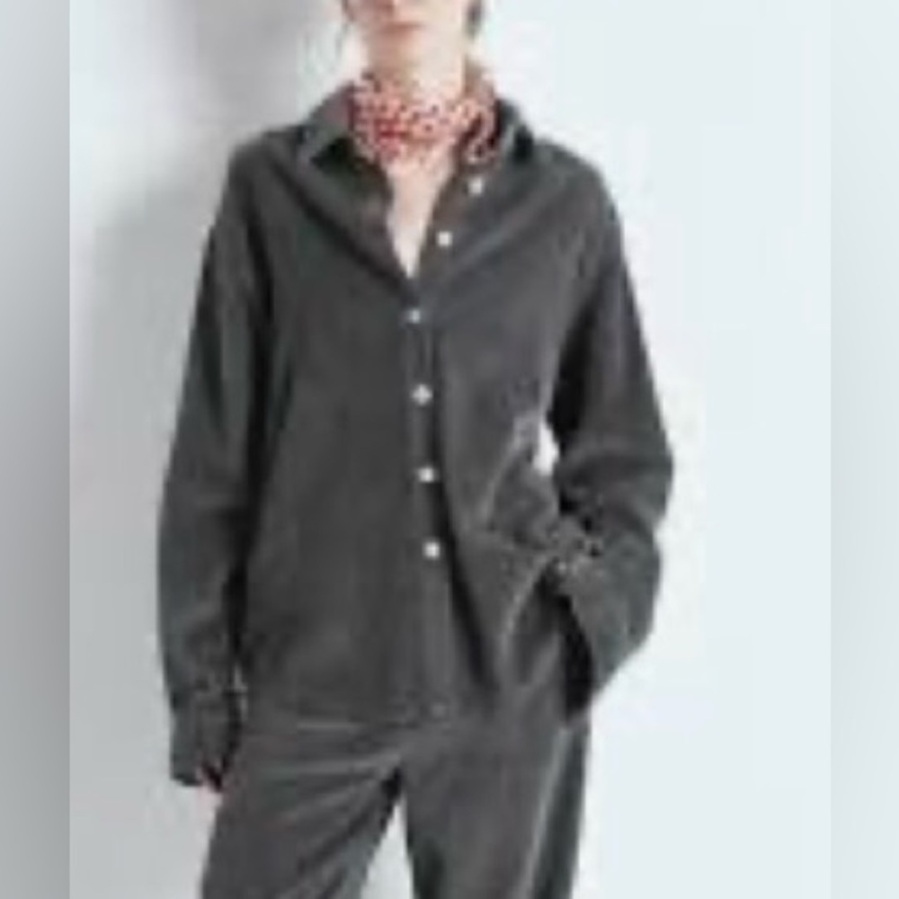 NWT American Vintage Women’s Shirt Padow‎ button down Corderoy Carbon Vintage - Picture 2 of 6